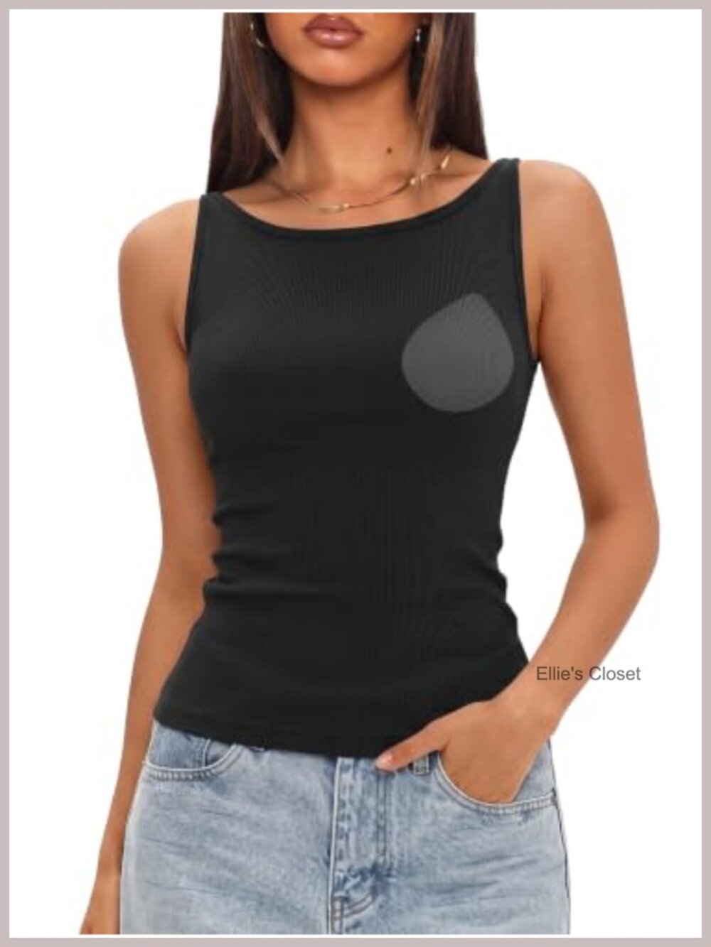 Women's Ribbed Tank Top with Built-in Bra Boat Neck Seamless High Stretch